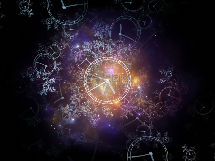时间的相时间序列的孔时钟刻度盘的成与科学教育现代技术关的抽象元素图片