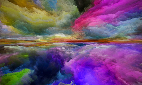 透视涂料系列云颜色灯光地平线的构图,用于插图绘画创造力想象力背景图片