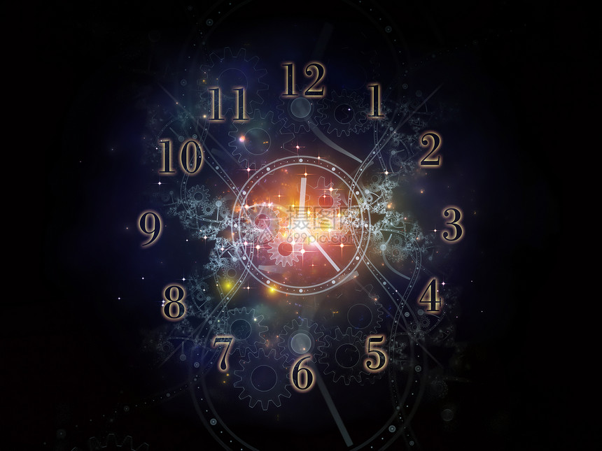 时间的相时间序列的孔时钟刻度盘抽象元素的背景,以补充科学教育现代技术的图片