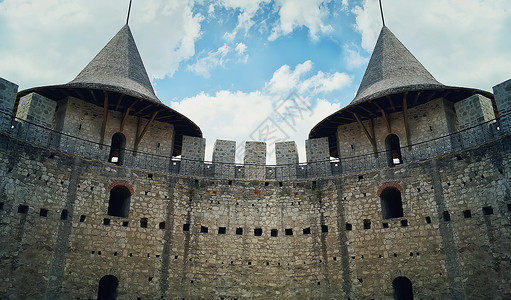 中世纪的墙古老的建筑的高清图片