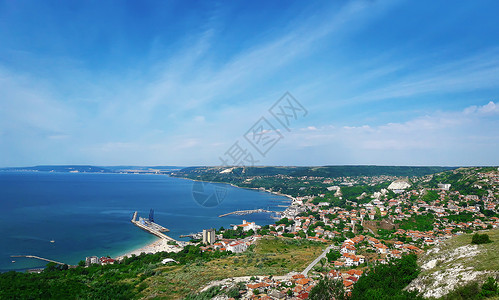 保加利亚巴尔奇克市黑海海岸的美丽景色假期旅行,旅行背景