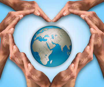 地球形状双手心脏形状环绕地球爱保护们的星球地球日安全的星球背景