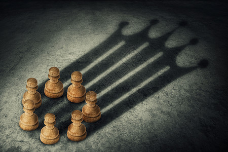 相信的力量棋子站,排列成个圆圈连接力量,铸造个皇冠形状的影子业务小领导队工作理念相信成功背景