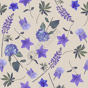 蓝色花朵的无缝图案无尽的纹理为您的无缝图案的蓝色花图片