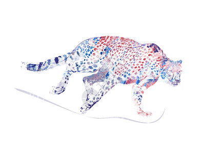 奔跑猎豹的数字绘画猎豹跑水彩画图片