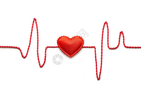保护心血管创意情人节照片的心脏脉搏线白色背景背景