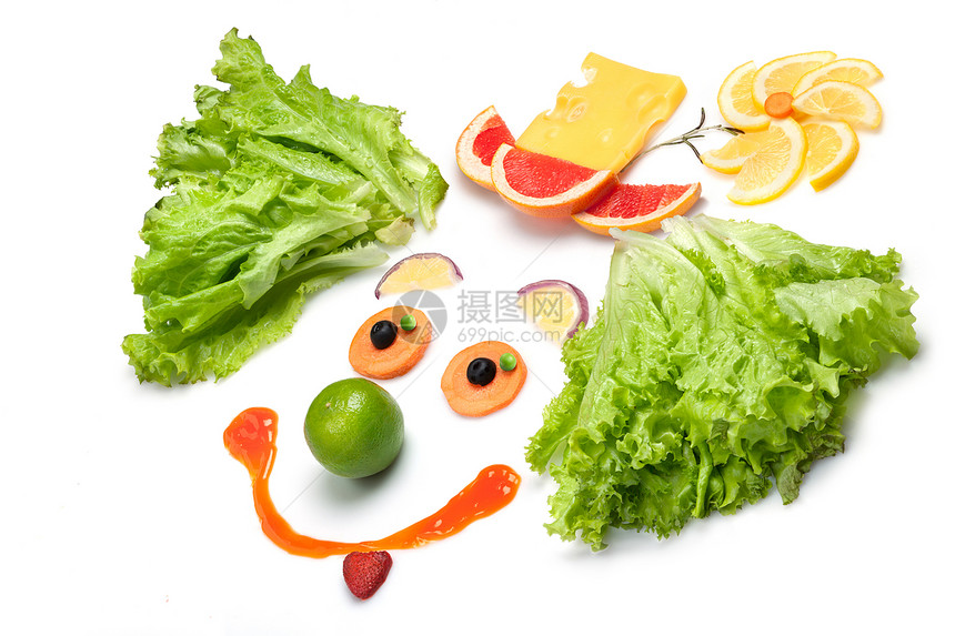 水果蔬菜的快乐小丑图片