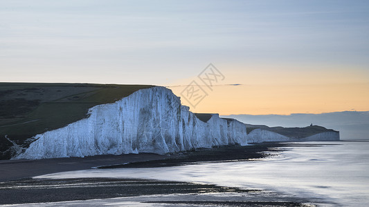 美丽的日出景观,七姐妹悬崖地标英国海岸图片