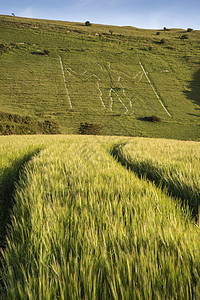 唐顿顿风景威尔明顿古粉笔雕刻龙人山坡上南下的景观形象背景