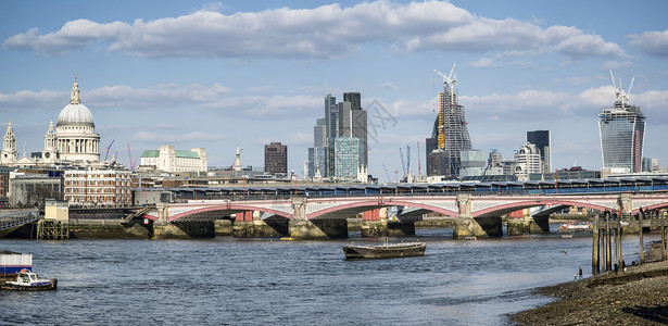 英格兰,伦敦,南岸伦敦天际线全景美丽的大全景伦敦城市天际线可爱的蓝天夏日图片