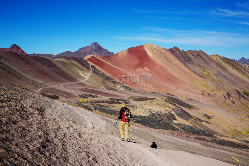 秘鲁库斯科地区维尼昆卡的徒步旅行场景蒙大纳德西特科洛雷斯,彩虹山图片