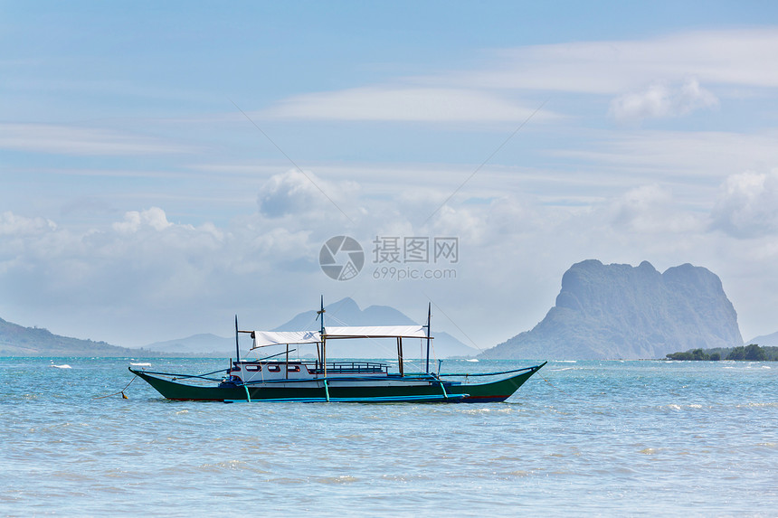 令人惊叹的海景海湾山区岛屿,巴拉望,菲律宾图片