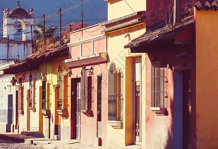 殖民建筑古老的安提瓜危地马拉城,洲,危地马拉背景图片