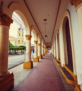 洲尼加拉瓜的殖民建筑背景图片