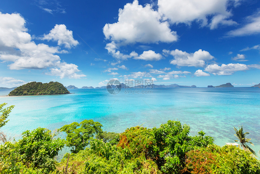 令人惊叹的海景海湾山区岛屿,巴拉望,菲律宾图片