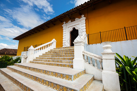 洲尼加拉瓜的殖民建筑背景图片