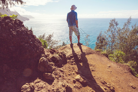 巴利语纳帕利徒步旅行夏威夷考艾岛的纳帕利海岸徒步旅行背景