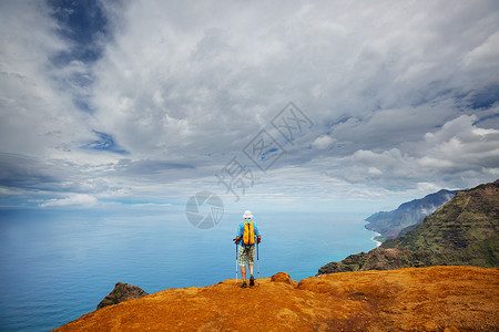 适用纳帕利徒步旅行夏威夷考艾岛的纳帕利海岸徒步旅行背景