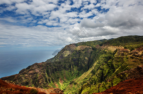 伊克兰纳帕利徒步旅行夏威夷考艾岛的纳帕利海岸徒步旅行背景