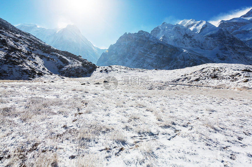 坎肯琼加地区风景优美的山景,坎陈琼加地区,喜马拉雅山,尼泊尔图片