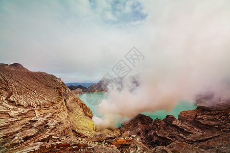 刚果熔岩火口湖印尼爪哇火山火山口的湖泊背景