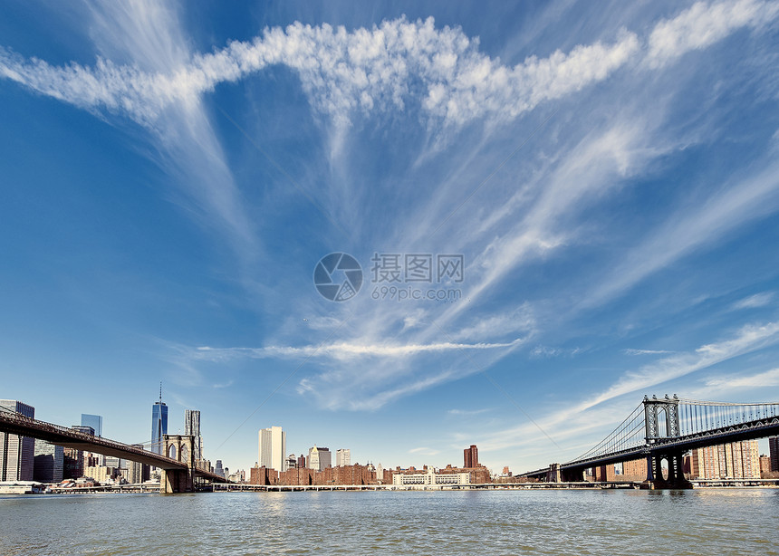 曼哈顿天际线景观布鲁克林曼哈顿天际线景观布鲁克林的布鲁克林大桥曼哈顿大桥纽约市图片