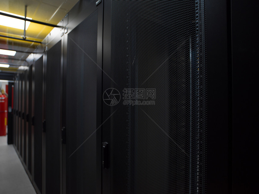 现代服务器机房,黑色服务器硬件互联网数据中心图片