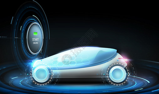 运输,环境未来技术未来主义车与生态图标黑色背景未来主义车与生态图标图片