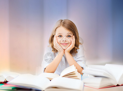 教育,人,孩子学校学生女孩阅读书籍玫瑰石英宁静梯度背景学生女孩读书图片