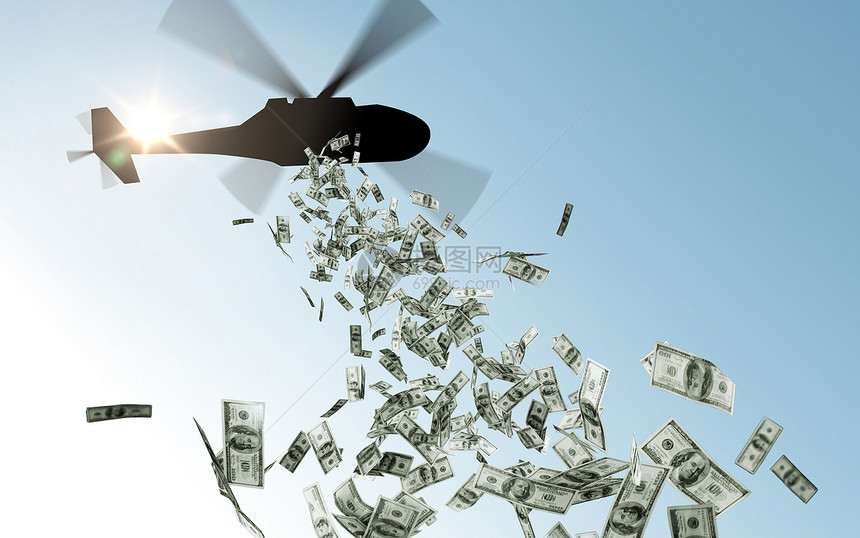 金融经济货币政策直升机空中投放资金直升机把钱扔天空中直升机把钱扔天空中图片