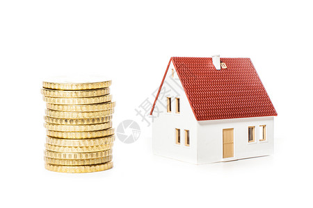 钞票上的房子财产阶梯抵押房地产投资的抵押贷款图片