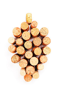 葡萄酒软木塞葡萄果实形状分离白色分离的葡萄酒软木塞图片