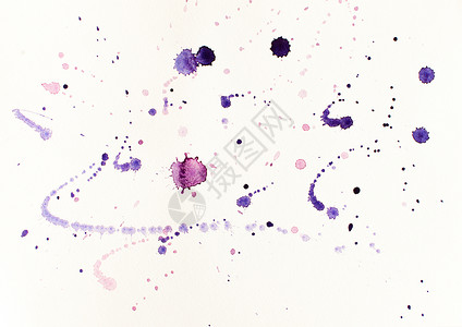水彩斑点紫色纸上的飞溅紫调的抽象插图图片