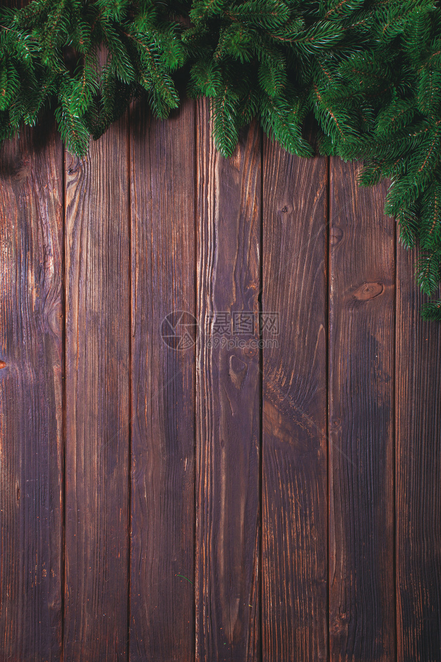 木背景与杉树诞节冷杉背景木制背景,边缘杉树图片