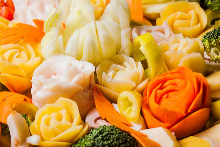 原创蔬菜对话框雕刻蔬菜烘焙,原创创意食品用于烘焙的雕刻蔬菜背景