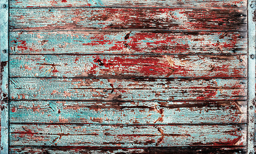 蓝色红色老式木材板纹理背景图片