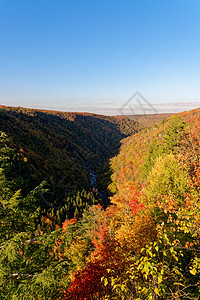 秋天黑水瀑布州立公园林迪点的远景图片
