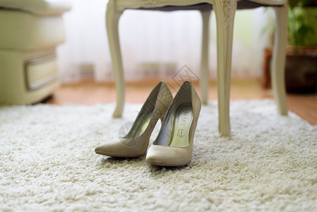 地毯上地板上的女鞋图片