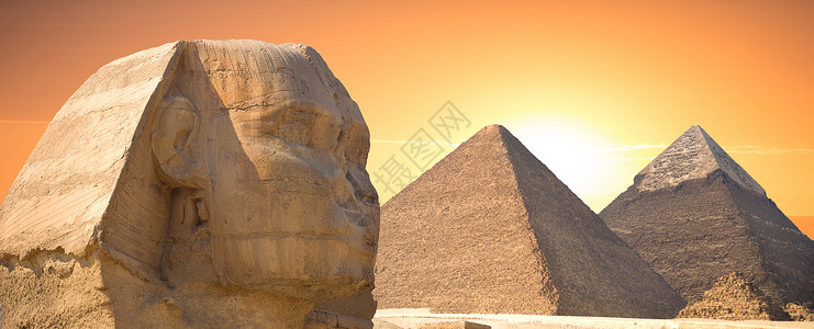 损坏金字塔守护狮身人像守卫吉萨法老的坟墓开罗,埃及背景