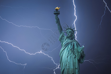 自由新古典雕塑雕像自由岛西南曼哈顿岛,美国强大的闪电自由女神像图片