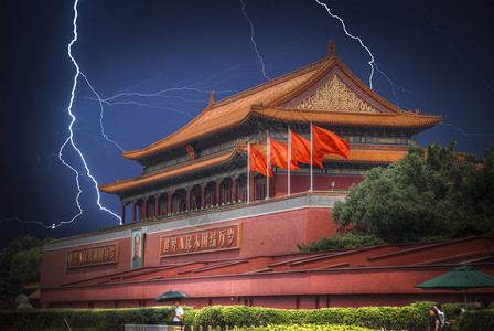 广场位于中华人民共国首都北京市中心雷雨中的闪电广场雷声中的闪电图片