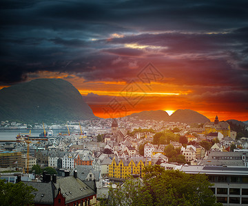 阿莱森德挪威的个城市北欧阿莱森德挪威的个城市高清图片