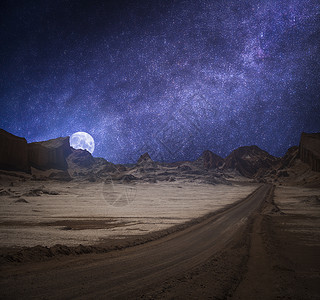 瓦勒德拉卢纳月亮谷靠近佩德罗德阿塔卡马,智利夜空夜晚闪耀山谷月亮谷图片