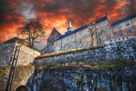 阿克什的堡垒奥斯陆的座城堡,挪威首都阿克什的堡垒奥斯陆的座城堡图片
