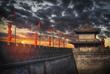 墙历史意义的老西安周围的城墙中国西安城墙背景