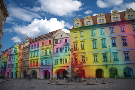 五颜六色的彩虹房子布拉格美丽的老街捷克共国五颜六色的彩虹房子图片