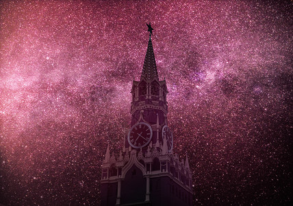 红色广场俄罗斯的主要象征莫斯科夜空的天体摄影红色广场图片