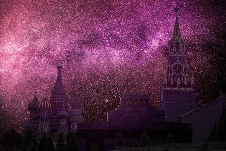 夜空的天体摄影红色广场俄罗斯的主要象征莫斯科夜空的天体摄影红色广场图片