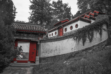 北海公园北京紫禁城西北的个帝国花园黑白摄影图片