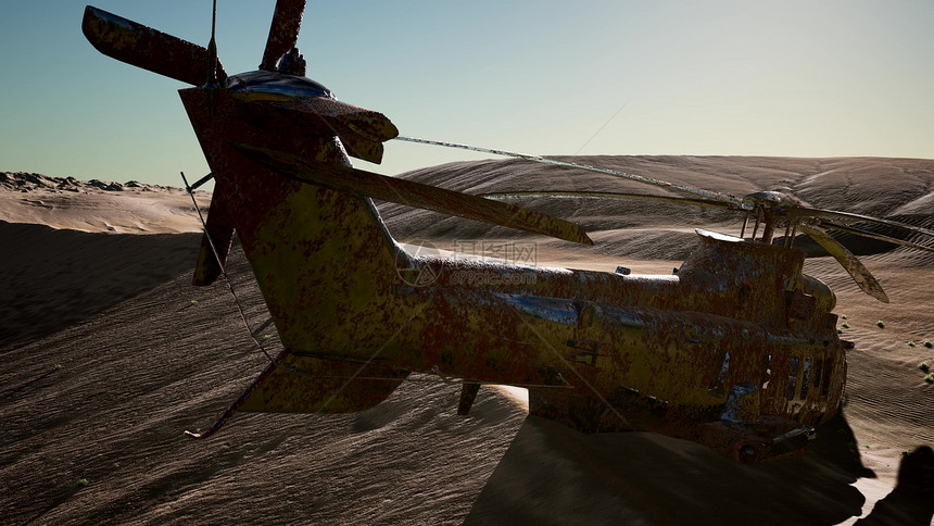 沙漠里老旧生锈的用直升机旧的生锈的用直升机图片